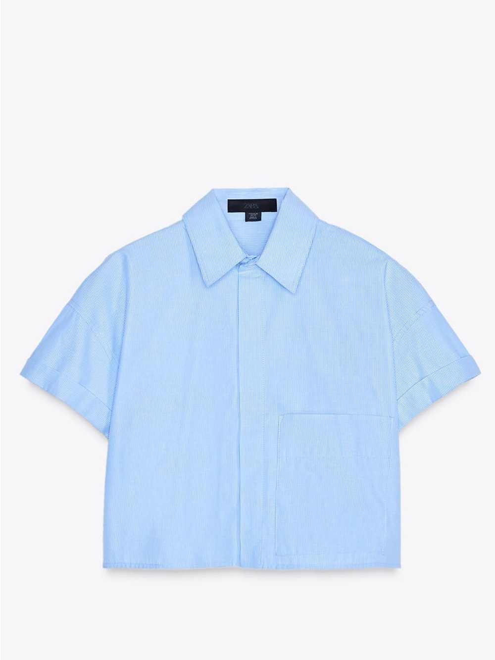 Zara Sky Blue Short-Sleeve Boxy Button-Down Shirt